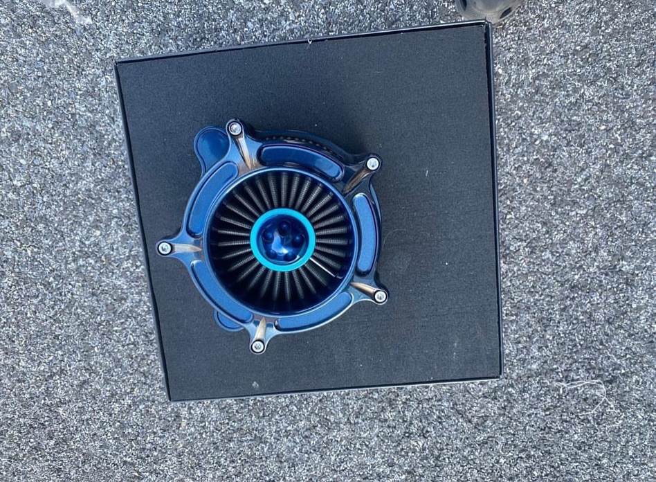 Arlen Ness Air Filter – Powder Coated in Harley Riptide Blue